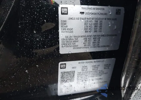 2022 Chevrolet Silverado 1500 4Wd Short Bed Lt With 2Fl z USA, uszkodzony, nr VIN 1GCPDKEK7NZ551991